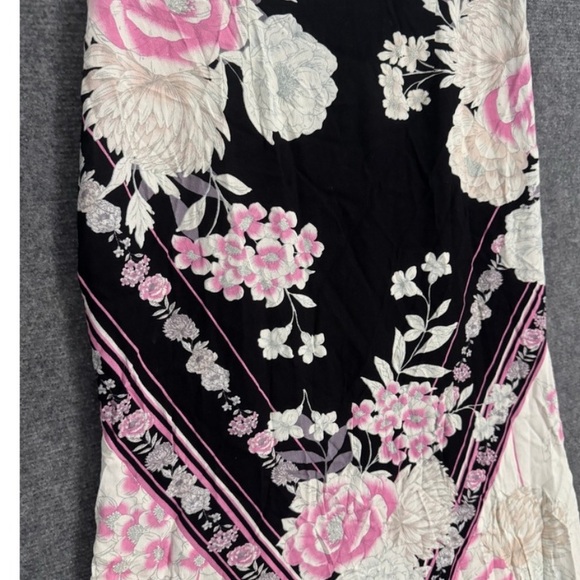 Free People Asymmetrical Skirt in Black and Pink Floral - Picture 8 of 13